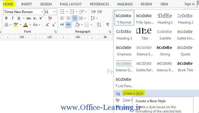 آموزش ساخت و ایجاد سبک (Style) در ورد - وب سایت آموزشی آفیس