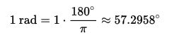 فرمول تبدیل یک زاویه از درجه به رادیان
