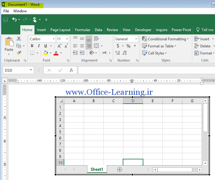 کشیدن جدول به کمک Word و Excel